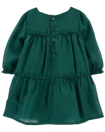 Baby Tiered Crepe Holiday Dress, 