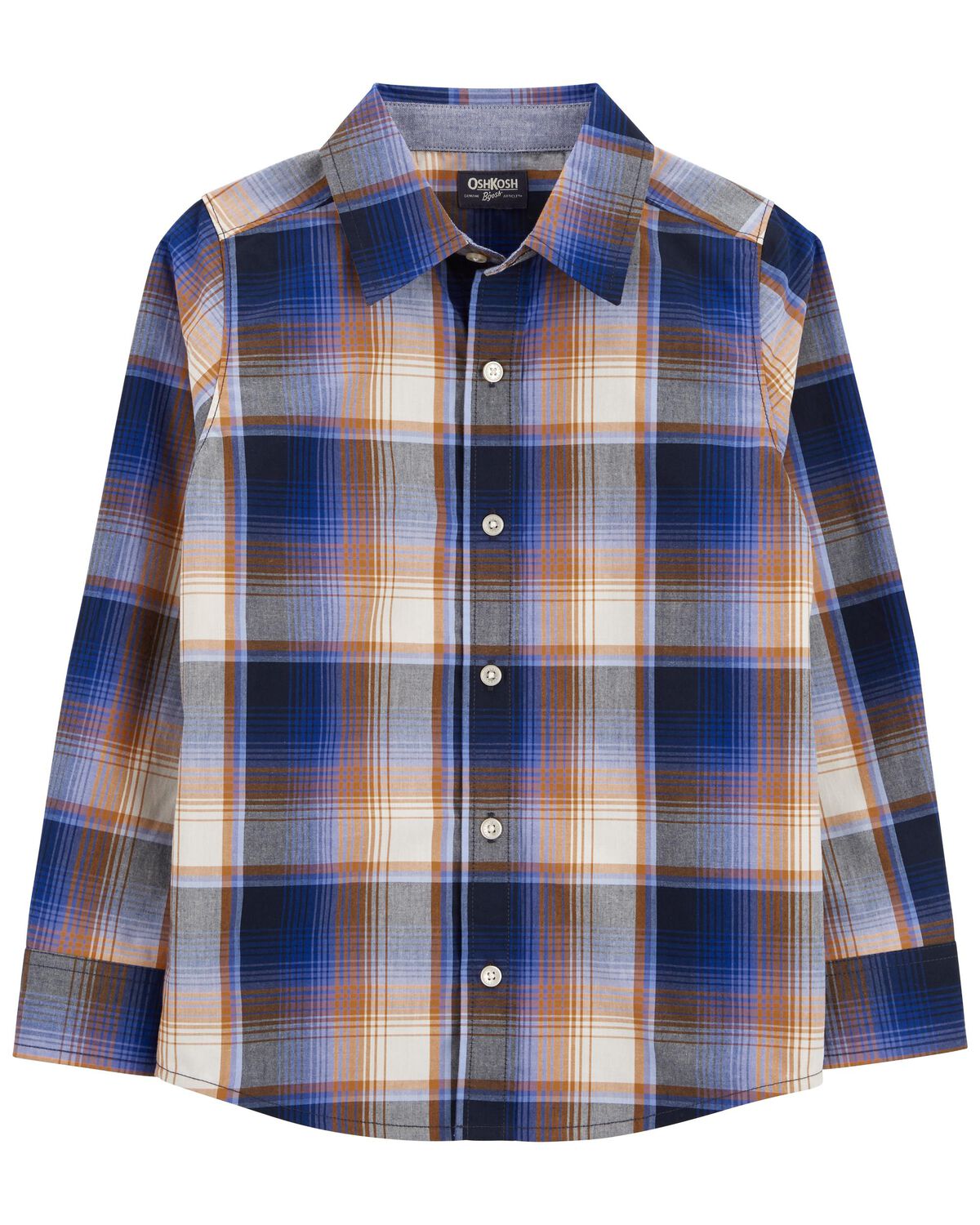Blue, Orange Kid Plaid Button-Front Shirt | carters.com