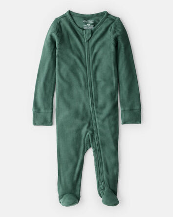 Baby Solid Print PurelySoft Long-Sleeve Sleep & Play Pajamas - Green, 