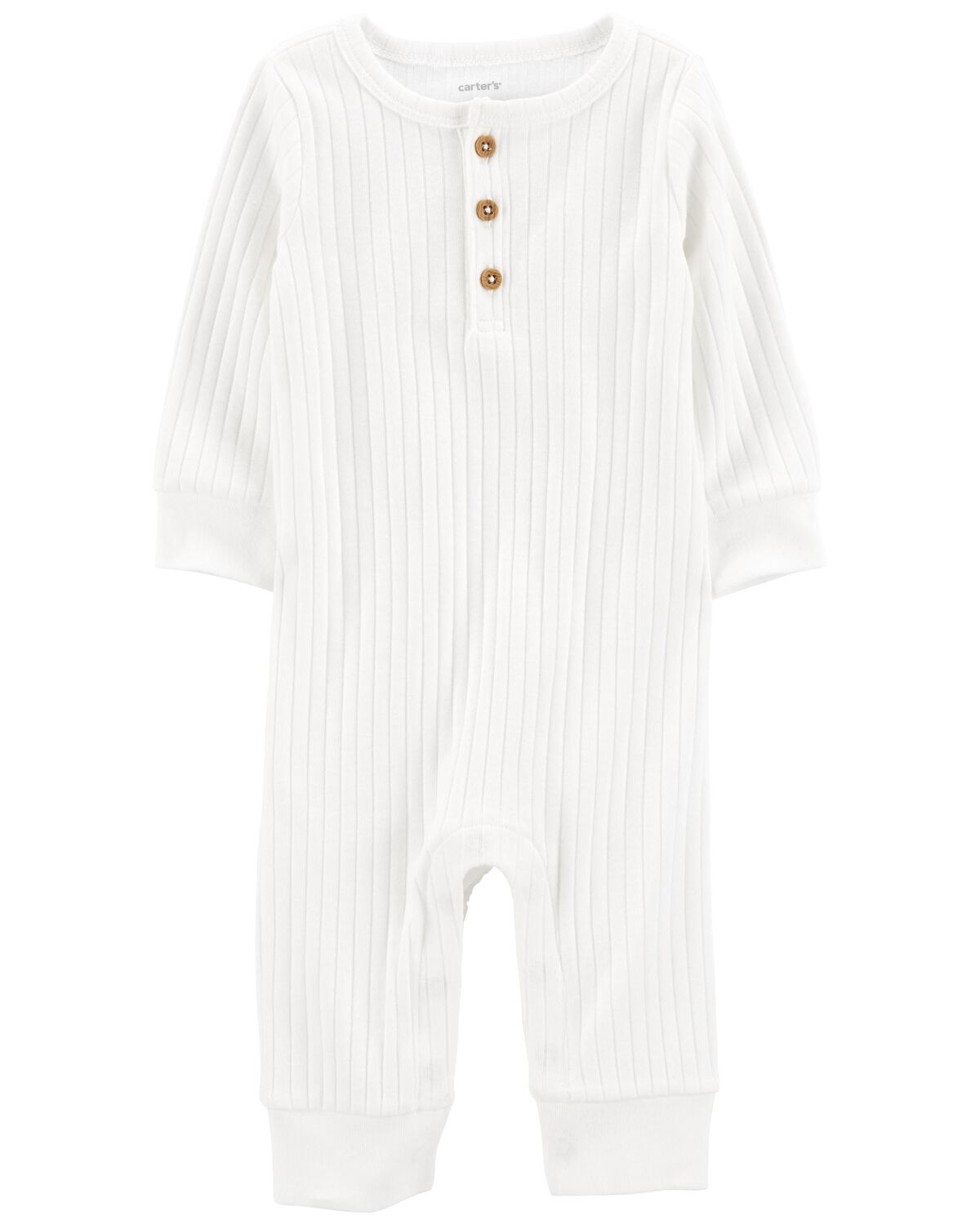 Ivory Baby Long-Sleeve Cotton Jumpsuit | carters.com