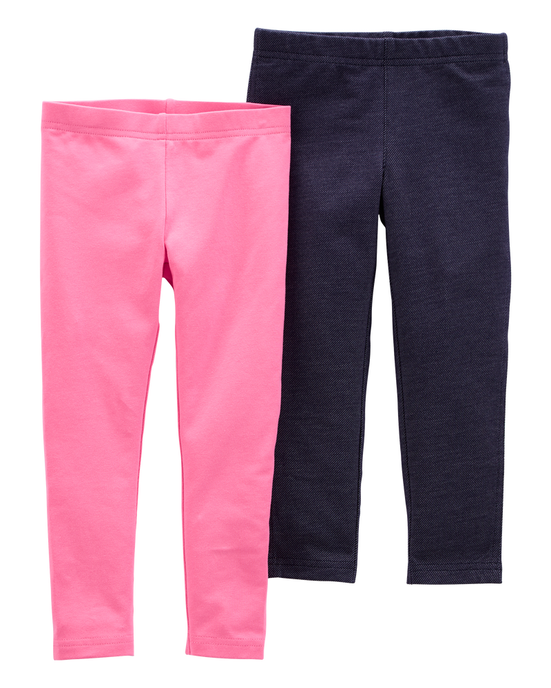 Toddler 2-Pack Pink & Denim Leggings, image 1 of 2 slides
