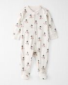 Baby Organic Cotton Sleep & Play Pajamas in Snowman Print, image 1 of 4 slides