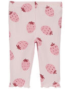 Baby Strawberry Pull-On Ribbed Pants, image 2 of 4 slides