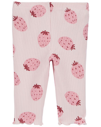 Baby Strawberry Pull-On Ribbed Pants, 