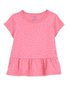 Hearts Peplum Short-Sleeve Tee - Pink, image 1 of 3 slides