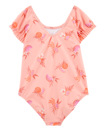 Toddler Girl 1-Piece Fruit Swimsuit - Coral, 