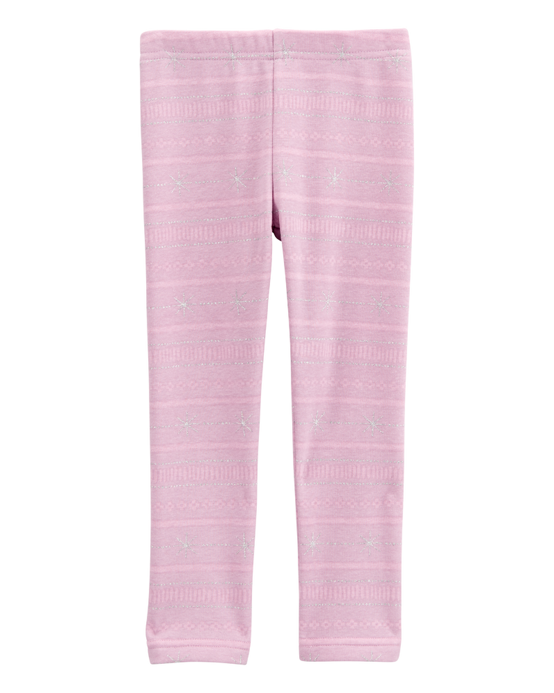 Baby Glitter Snowflake Cozy Fleece Leggings, image 2 of 5 slides
