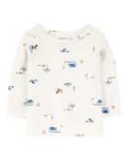 Baby 2-Piece Long-Sleeve Tee & Waffle Knit Coverall Set - Blue/White, image 3 of 7 slides