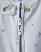 Baby Girl Unicorn Star Print 100% Cotton Long-Sleeve 2-Way Zip Sleep & Play - Blue, image 2 of 4 slides