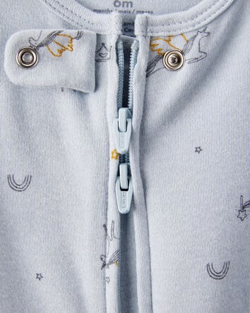 Baby Girl Unicorn Star Print 100% Cotton Long-Sleeve 2-Way Zip Sleep & Play - Blue, 