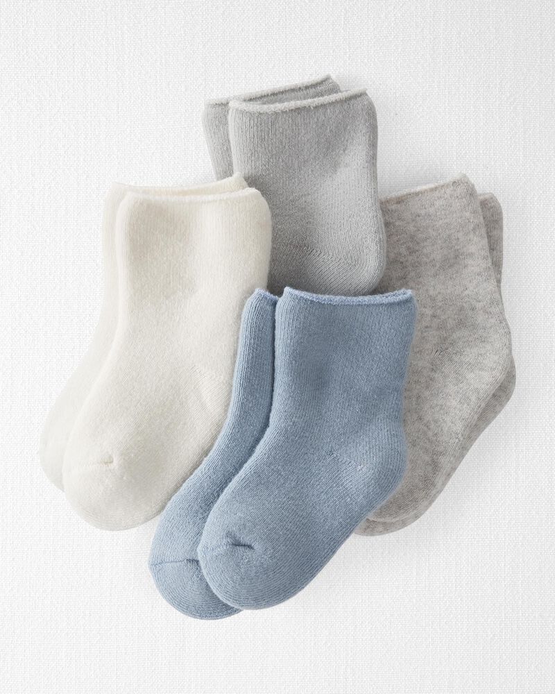 Baby 4-Pack Organic Cotton Terry Socks, image 1 of 3 slides