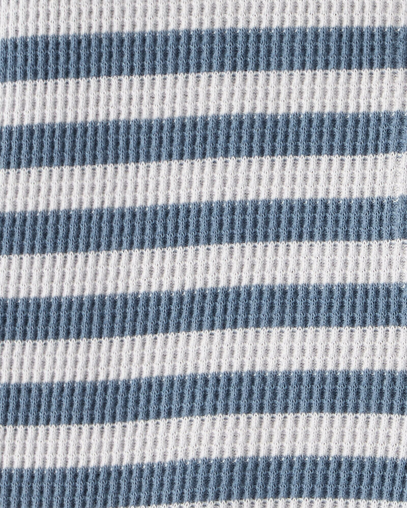 Baby Sleep & Play Pajamas Made with Organic Cotton in Blue Stripes, image 3 of 5 slides