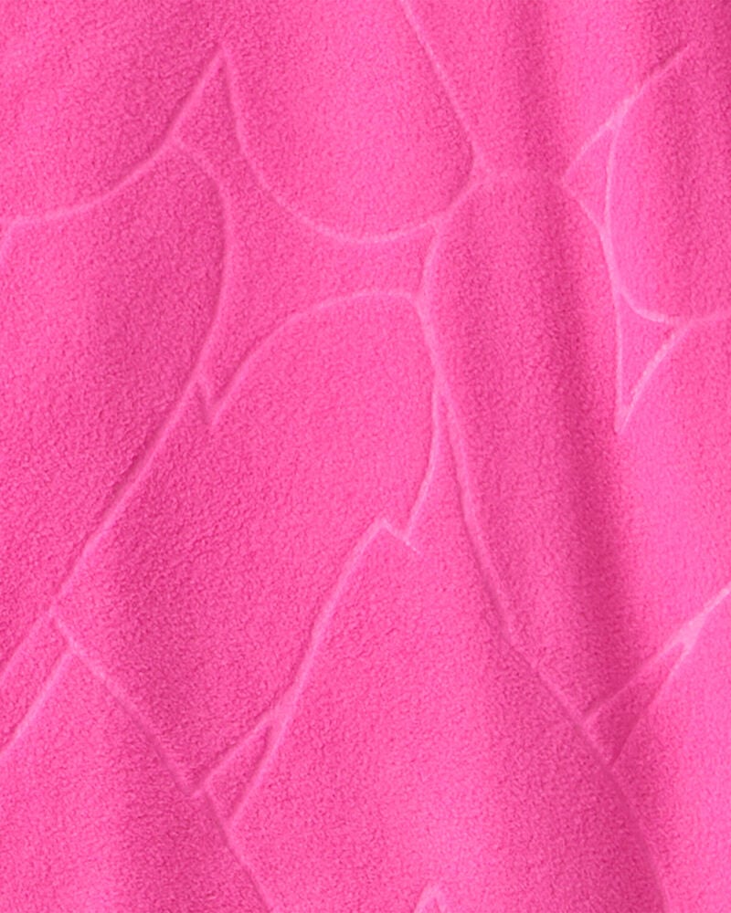 Girls Heart Fleece Long-Sleeve Loose Fit 1-Piece Pajamas - Pink, image 2 of 3 slides