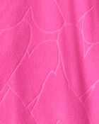 Girls Heart Fleece Long-Sleeve Loose Fit 1-Piece Pajamas - Pink, image 2 of 3 slides