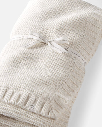 Baby Organic Cotton Textured Knit Blanket in Cream, 