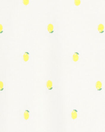 Kid Lemon Print Short-Sleeve Fashion Top - Ivory, 