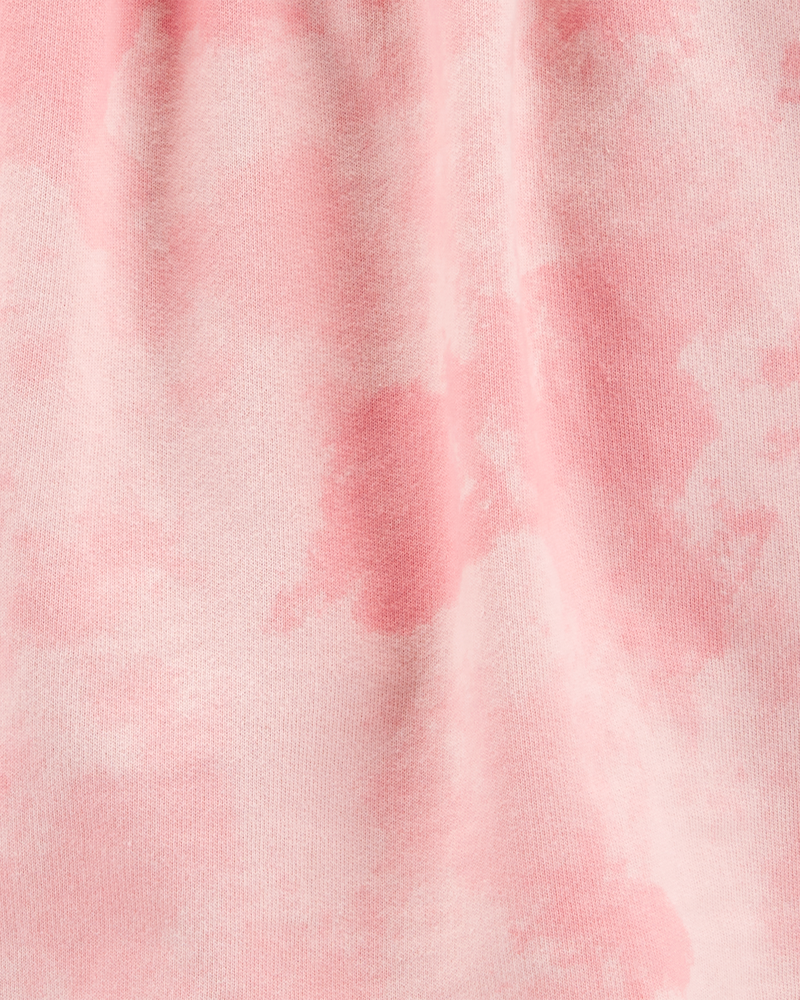 Kid Drawstring Cloud Dye French Terry Skort - Pink, image 3 of 4 slides