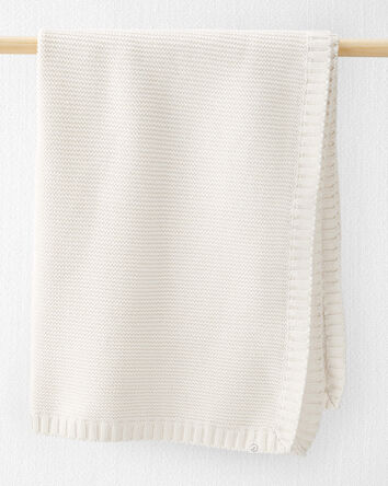 Baby Organic Cotton Textured Knit Blanket in Cream, 