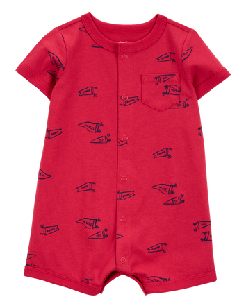 Baby Printed Short-Sleeve Romper - Red, 