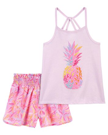 Kid 2-Piece Graphic Tank & Moisture Wicking Active Shorts Set, 