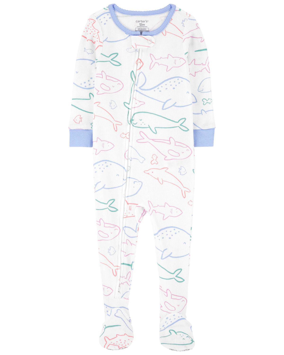 Baby 1-Piece Whale Thermal Footie Pajamas