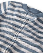 Baby Sleep & Play Pajamas Made with Organic Cotton in Blue Stripes, image 2 of 5 slides
