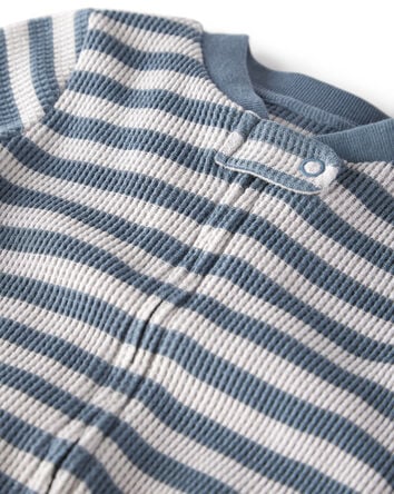 Baby Sleep & Play Pajamas Made with Organic Cotton in Blue Stripes, 