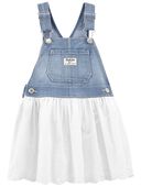 Blue/White - Toddler Denim Eyelet Jumper Dress