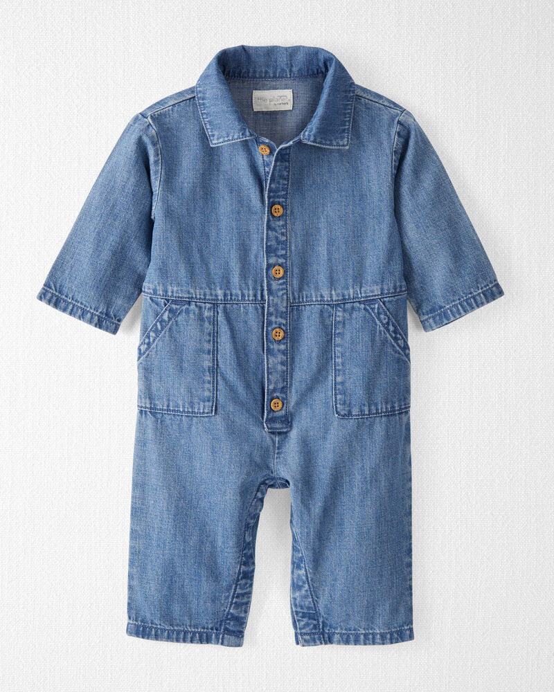 Baby Organic Cotton Chambray Jumpsuit, image 1 of 5 slides