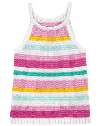 Baby Striped Crochet Sweater Knit Halter Tank, 