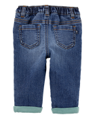 Baby Lined Jean Pants - Blue, image 2 of 5 slides