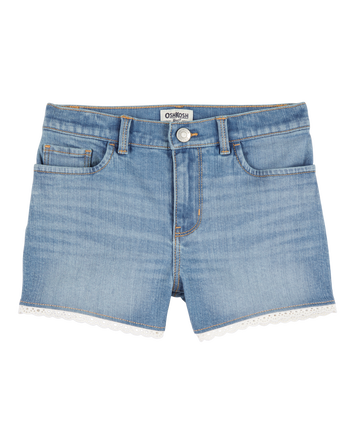Kid Eyelet Hem Iconic Denim Short - Brit Wash, 
