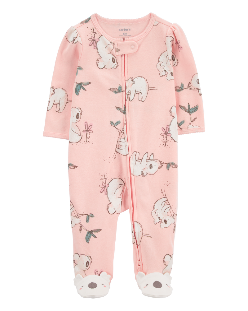 Baby Koala 2-Way Zip Cotton Sleep & Play Pajamas, image 1 of 5 slides