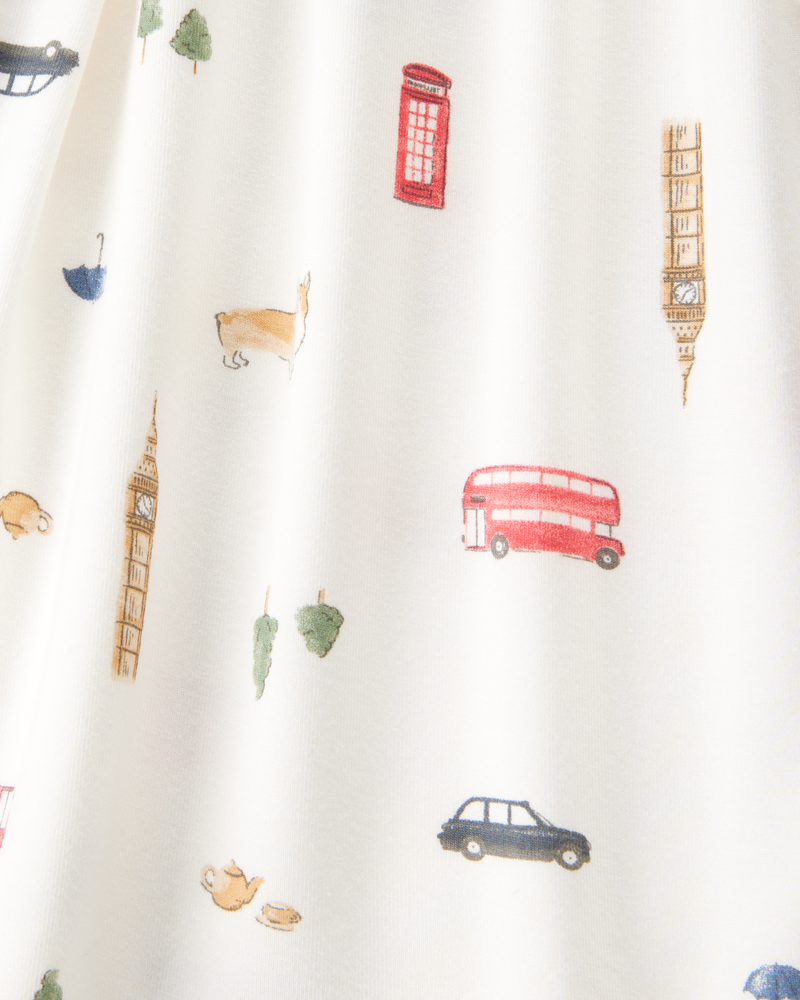 Toddler London Print PurelySoft 2-Piece Pajamas - Ivory, image 2 of 5 slides