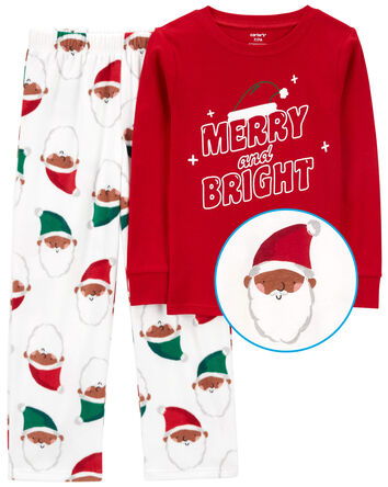 Kid 2-Piece Santa Fleece & Cotton Pajamas, 