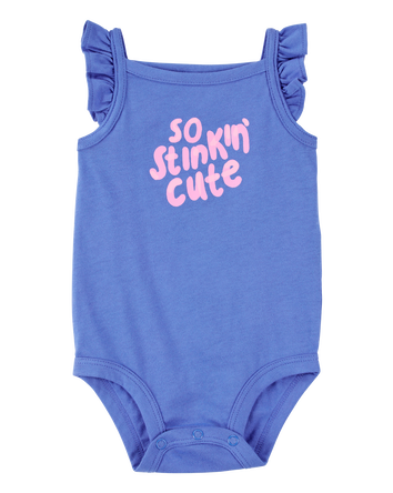 Baby So Stinkin' Cute Flutter-Sleeve Bodysuit - Blue, 