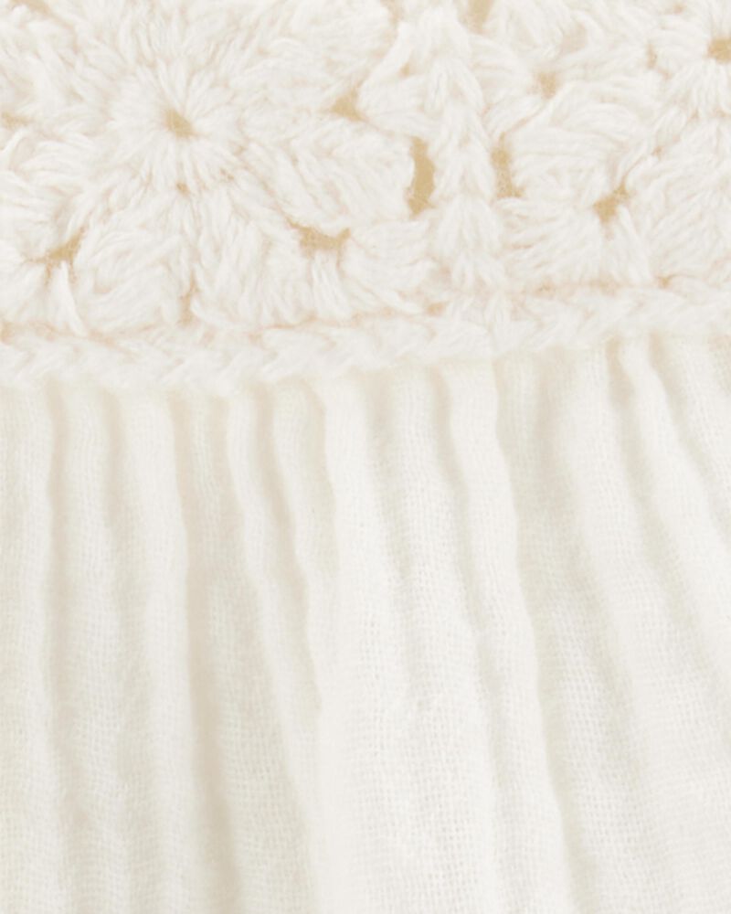 Toddler Gauze Crotchet Knit Tank - Ivory, image 2 of 3 slides