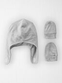 Grey Heather - Baby 
2-Pack Recycled Fleece Hat and Mittens Set

