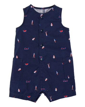 Baby 4th Of July Button-Down Romper, 