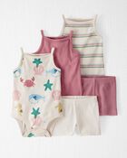 Baby 5-Piece Organic Cotton Tank Bodysuits & Shorts Set
, image 1 of 8 slides