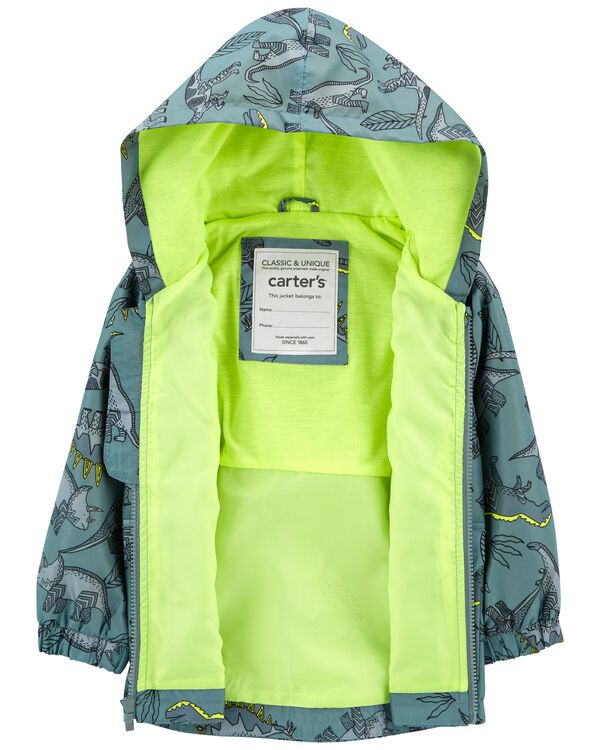 Green Toddler Dinosaur Rain Jacket