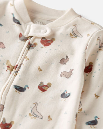 Baby Organic Cotton Sleep & Play Pajamas in Farm Friends Print, 
