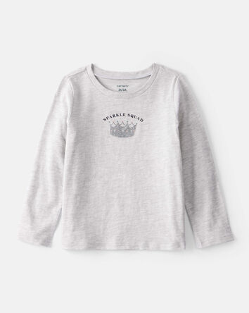 Toddler Girl Sparkle Squad Long-Sleeve Graphic Tee - Grey, 