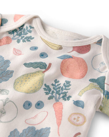 Baby 3-Pack Organic Cotton Bodysuits in Veggie Fruit Print, 
