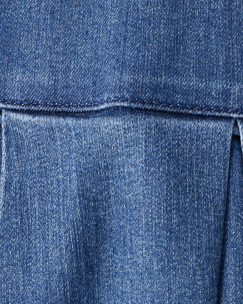 Kid Pull-On Pleated Denim Skort - 70s Blue Wash, image 3 of 4 slides