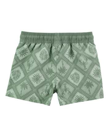 Toddler Boy Geometric Swim Trunks - Green, 