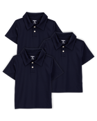 Toddler 3-Pack Active Uniform Polo Shirts in Moisture Wicking BeCool™ Fabric - Navy, image 1 of 3 slides