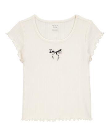 Kid Bow Pointelle Baby Tee - White, 