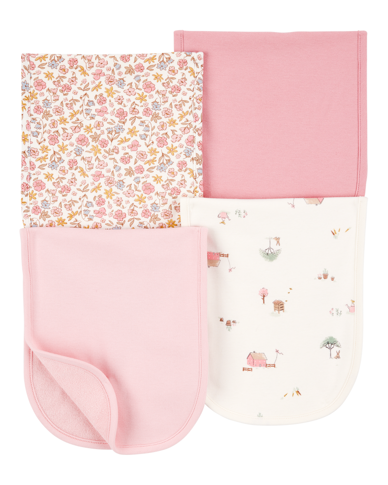 Baby 4-Pack Burp Cloths - Pink, image 1 of 1 slides