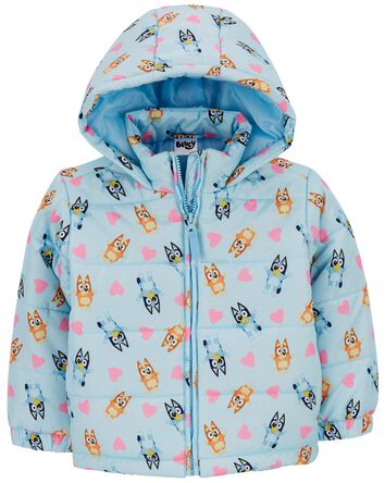 Toddler Bluey Puffer Jacket - Blue, 